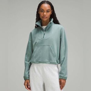 Lululemon Brushed Softstreme Ribbed Half Zip in Medium Forest Green Size 6